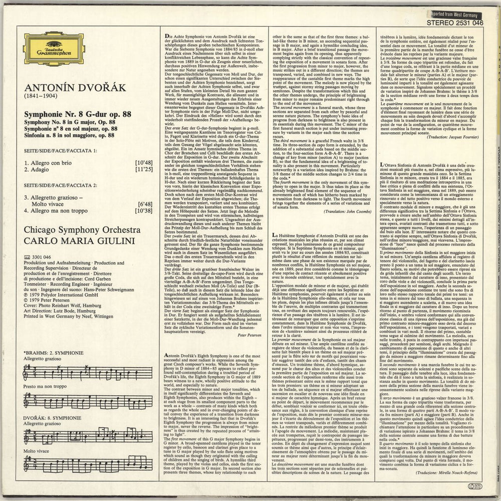 Antonín Dvorák Symphonie Nr. 8 German vinyl LP album (LP record)