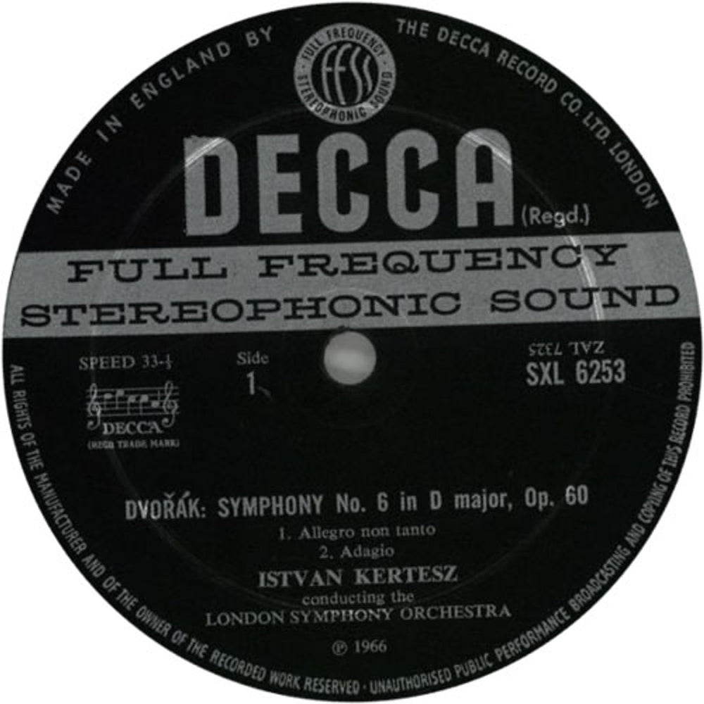 Antonín Dvorák Symphony No. 6 in D Major / Carnival Overture - 1st UK vinyl LP album (LP record) DDQLPSY525549