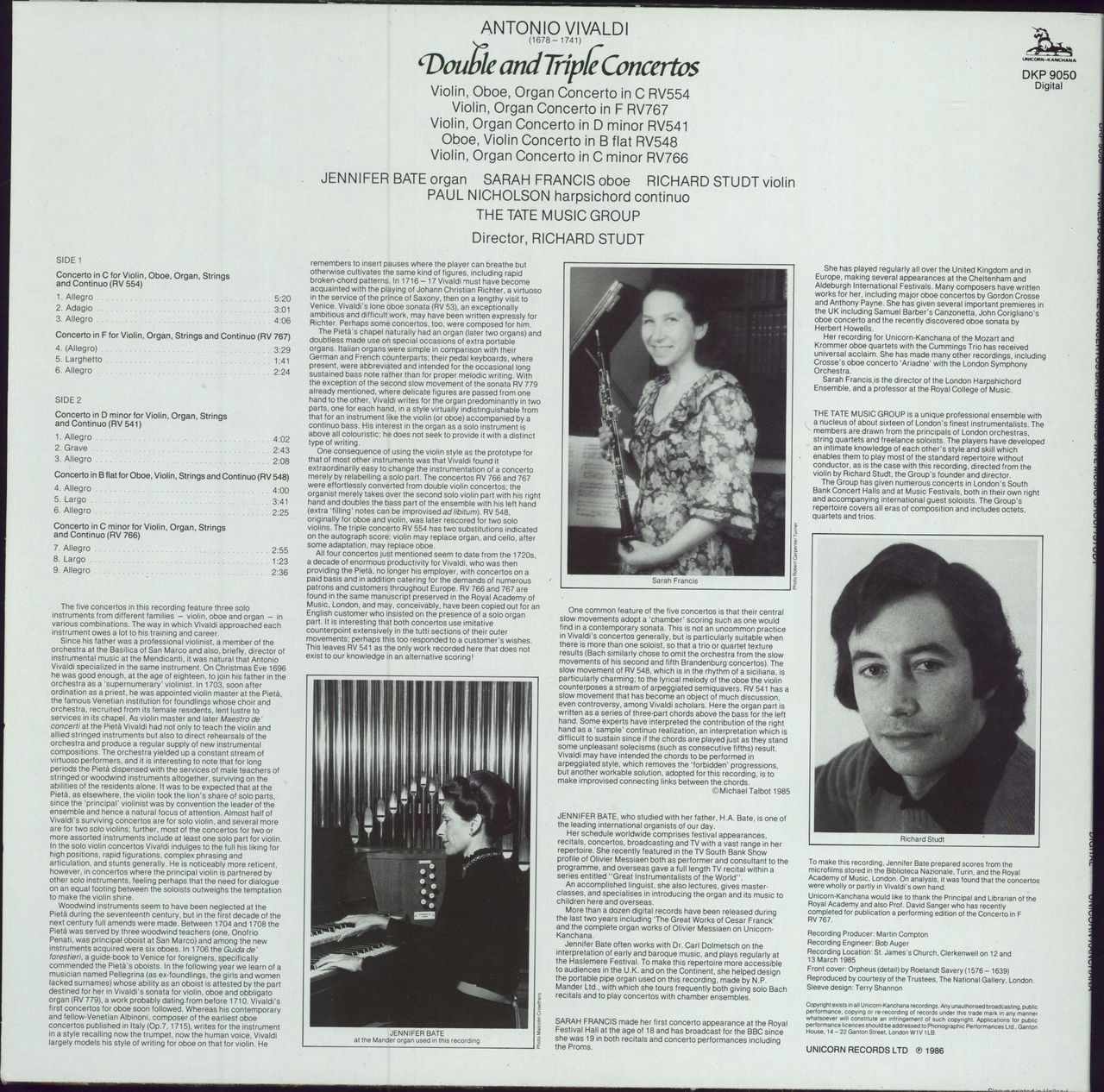 Antonio Vivaldi Double And Triple Concertos UK vinyl LP album (LP record)