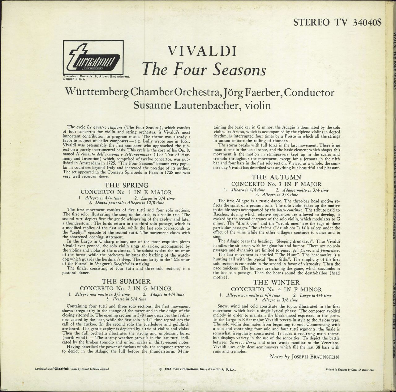 Antonio Vivaldi Vivaldi: The Four Seasons UK vinyl LP album (LP record)