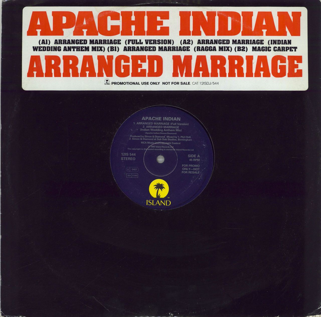 Apache Indian Arranged Marriage UK Promo 12" vinyl single (12 inch record / Maxi-single) 12IS544