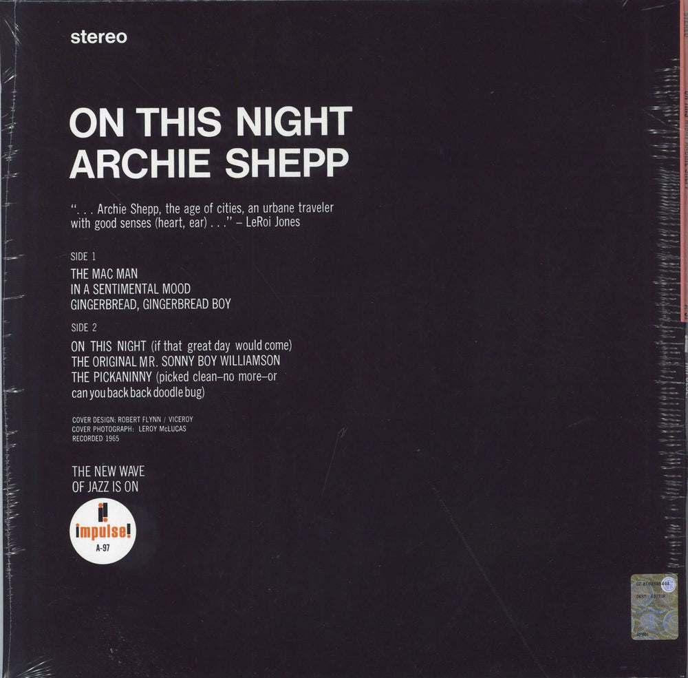 Archie Shepp On This Night - 180gm Vinyl - Sealed + Booklet UK vinyl LP album (LP record)