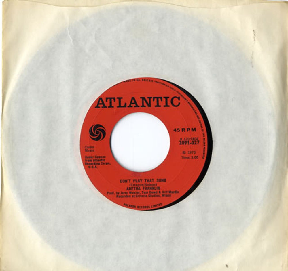 Aretha Franklin Don't Play That Song - Wide UK 7" vinyl single (7 inch record / 45) 2091-027