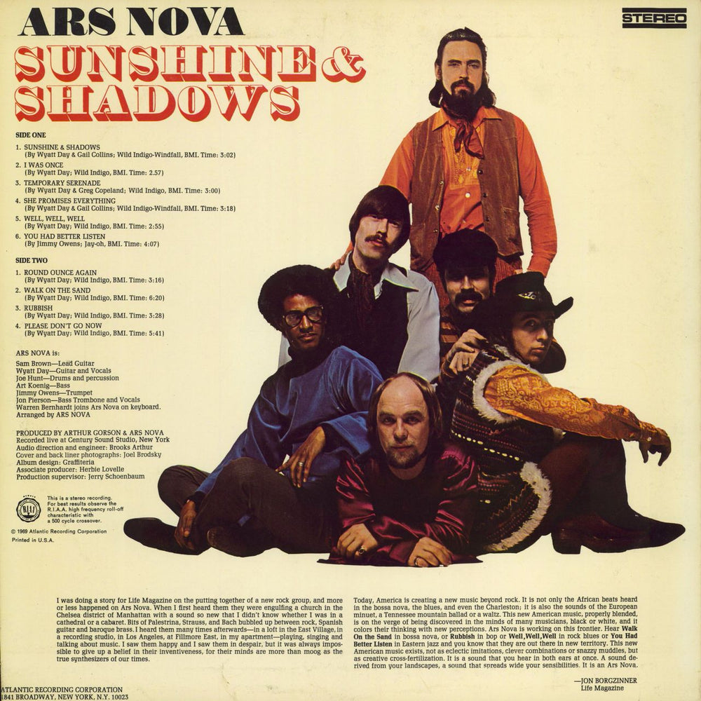Ars Nova Sunshine & Shadows US vinyl LP album (LP record)