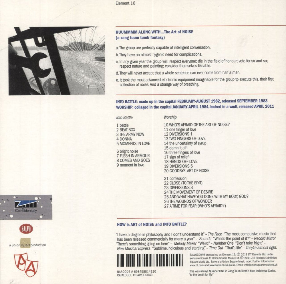 Art Of Noise Into Battle With The Art Of Noise - Misprint UK CD album (CDLP)