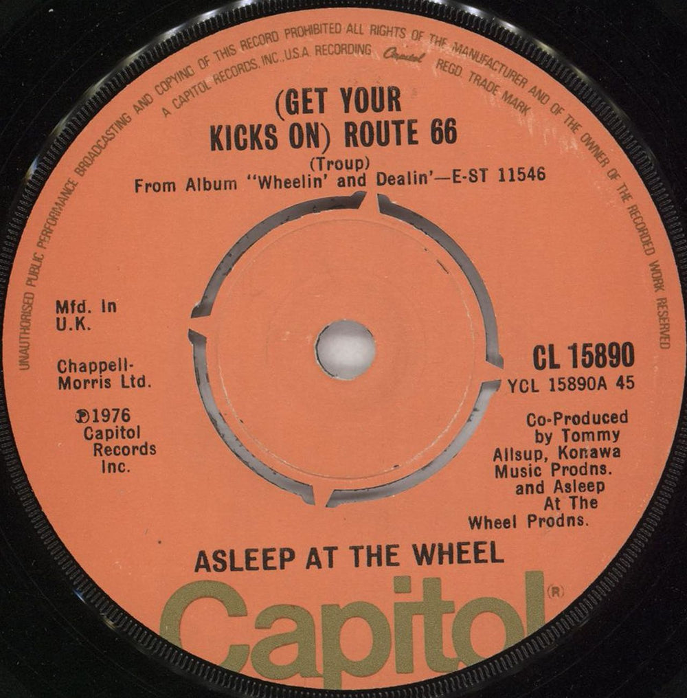 Asleep At The Wheel (Get Your Kicks On) Route 66 UK 7" vinyl single (7 inch record / 45) CL15890