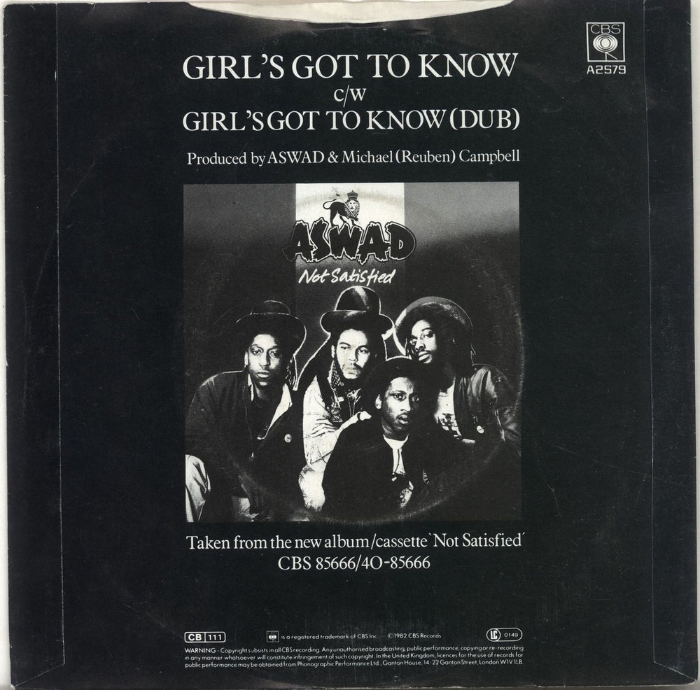 Aswad Girl's Got To Know UK 7" vinyl single (7 inch record / 45) ASW07GI703647