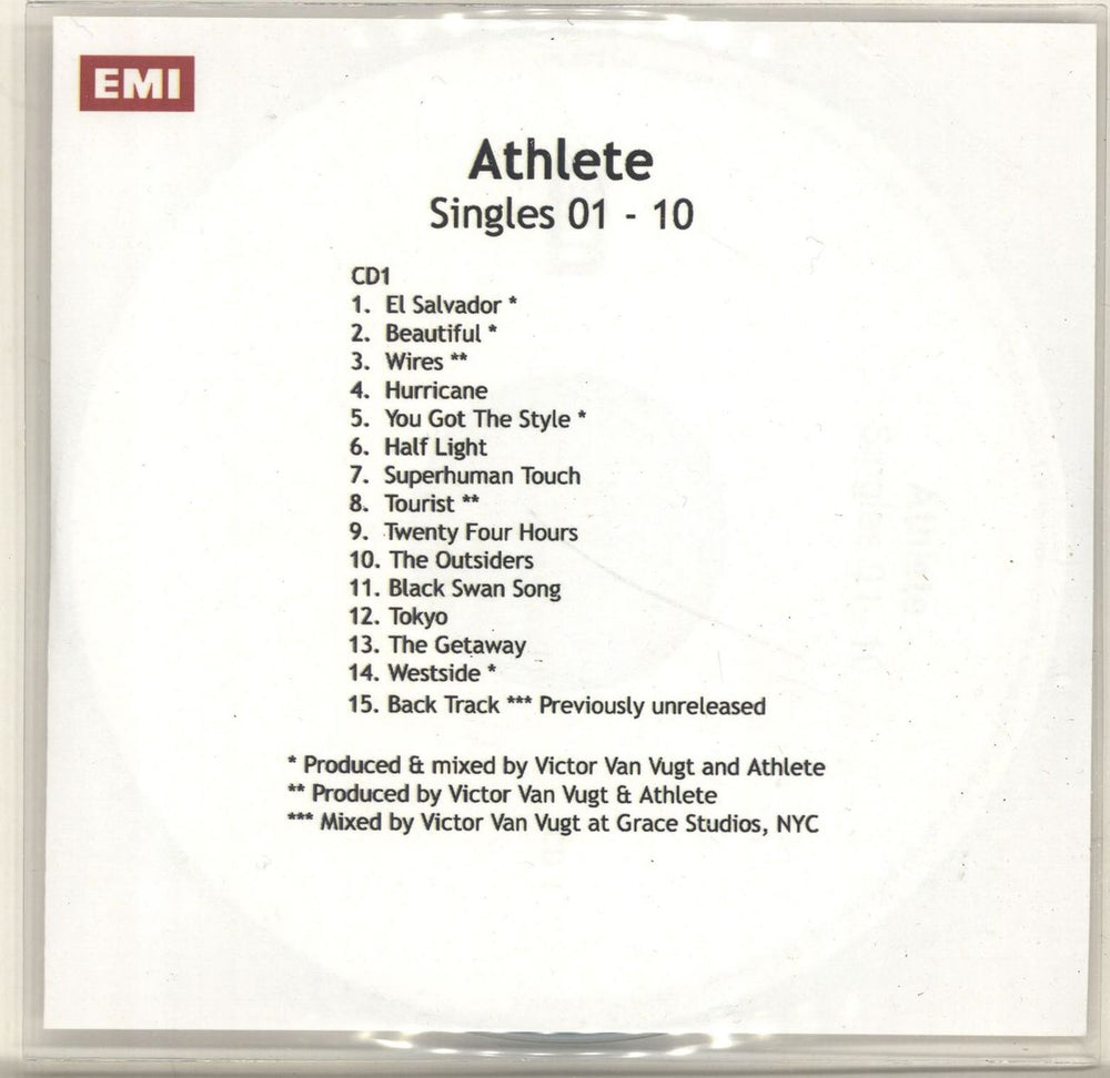 Athlete Singles 01 - 10 UK Promo CD-R acetate CDR