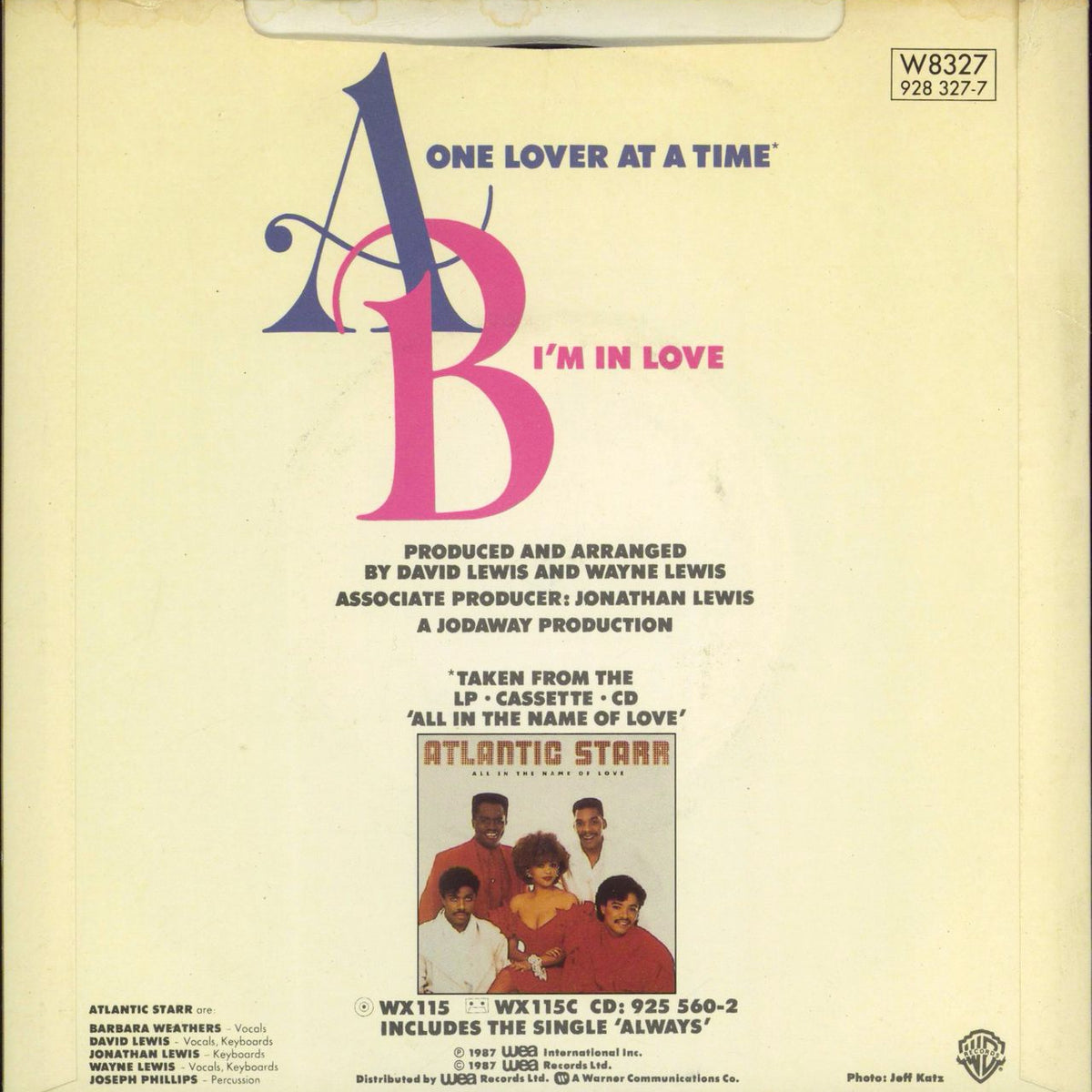 Atlantic Starr One Lover At A Time UK 7