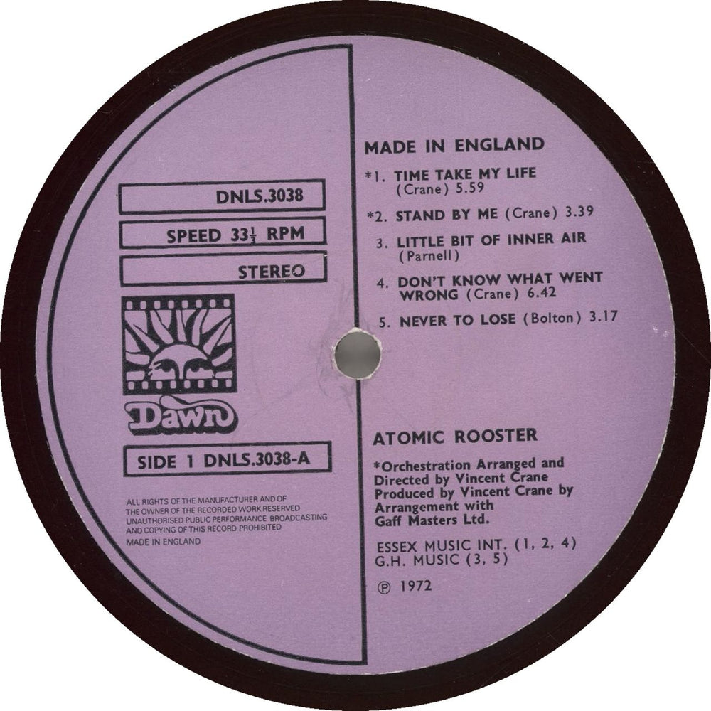 Atomic Rooster Made In England + denim sleeve & insert + red vinyl UK vinyl LP album (LP record)