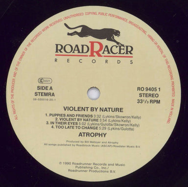 Atrophy Violent By Nature Dutch vinyl LP album (LP record) A2RLPVI830556