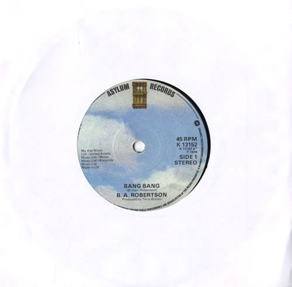 B. A. Robertson Bang Bang UK 7" vinyl single (7 inch record / 45) K13152