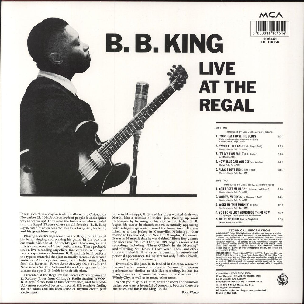 B B King Live At The Regal - 180gram Vinyl UK vinyl LP album (LP record) 008811164614