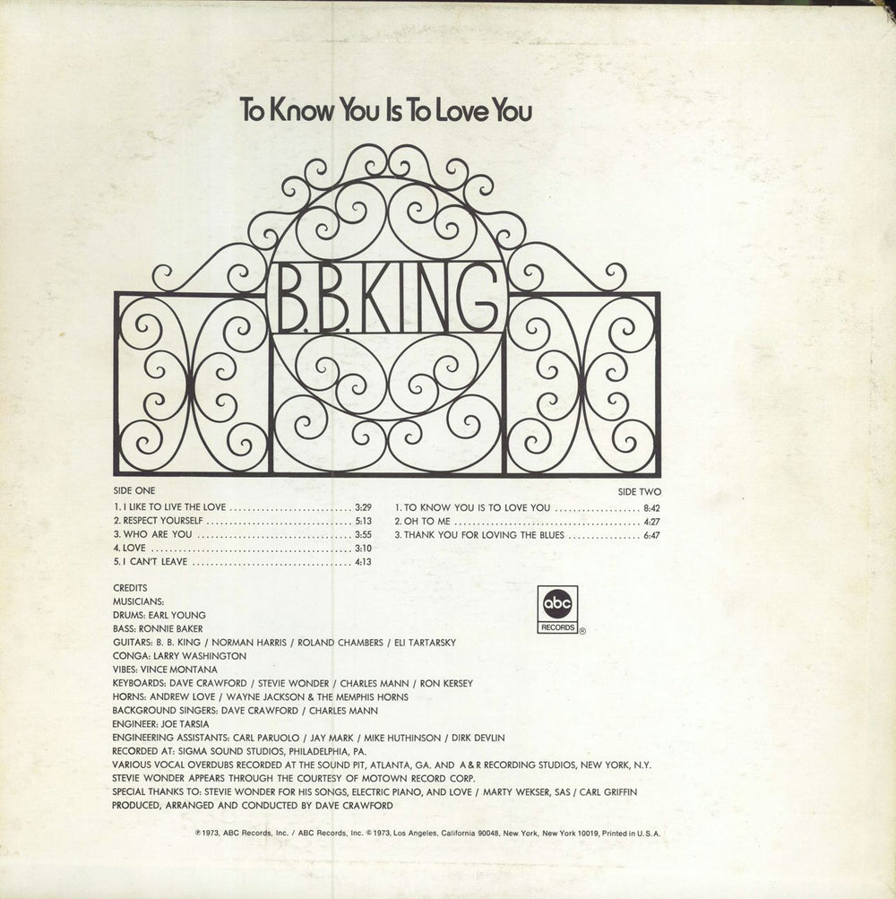 B B King To Know You Is To Love You US vinyl LP album (LP record)