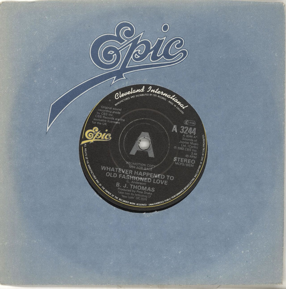 B.J. Thomas Whatever Happened To Old Fashioned Love UK Promo 7" vinyl single (7 inch record / 45) A3244