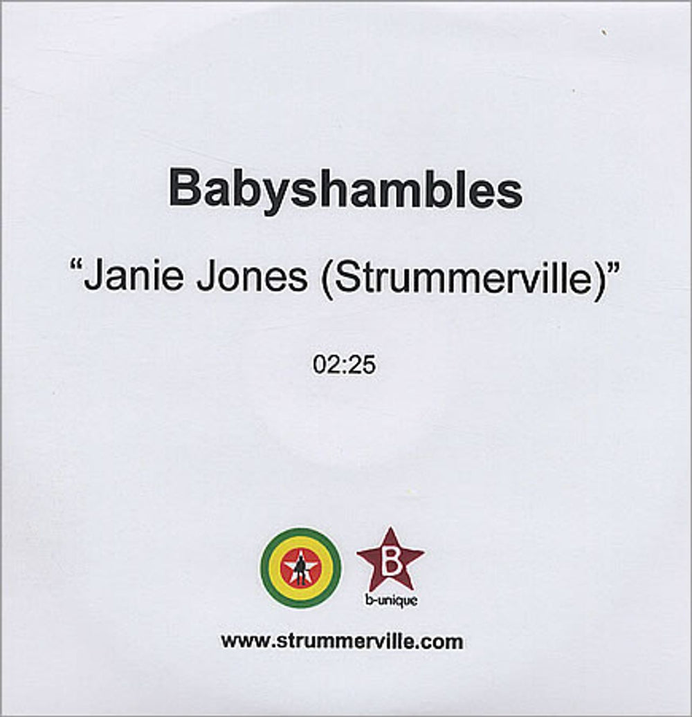 Babyshambles Janie Jones (Strummerville) UK Promo CD-R acetate CD-R ACETATE