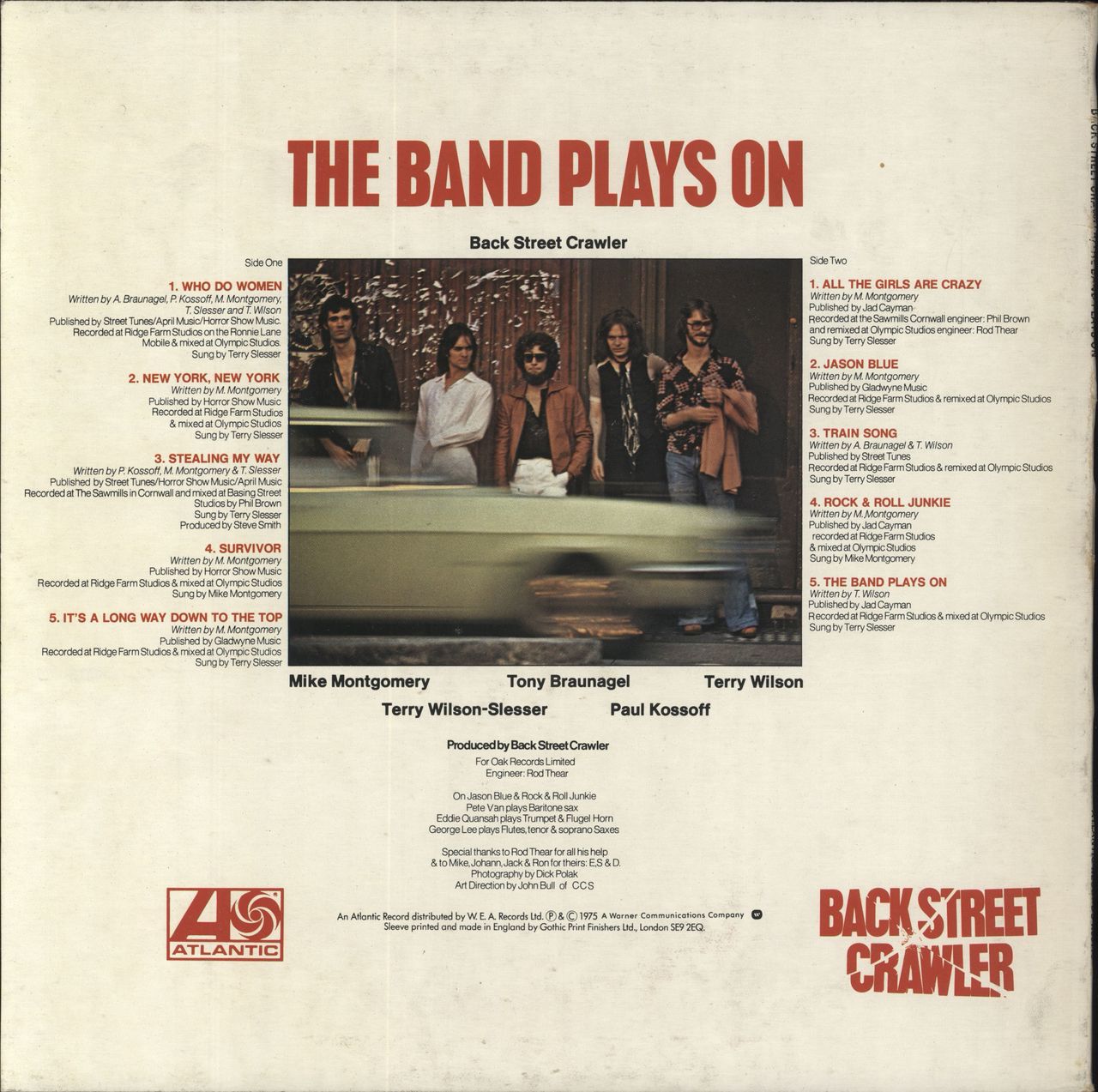 Back Street Crawler The Band Plays On UK vinyl LP album (LP record)