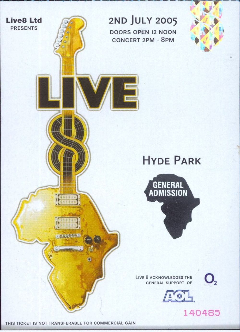 Band Aid Live 8 + ticket stub UK tour programme AIDTRLI679515