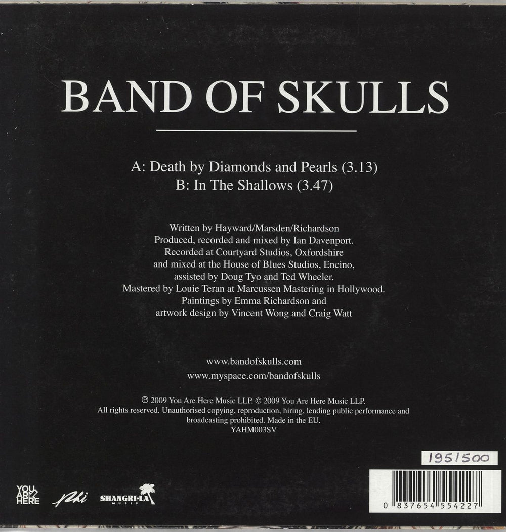 Band Of Skulls Death By Diamonds And Pearls - Numbered UK 7" vinyl single (7 inch record / 45) 837654554227