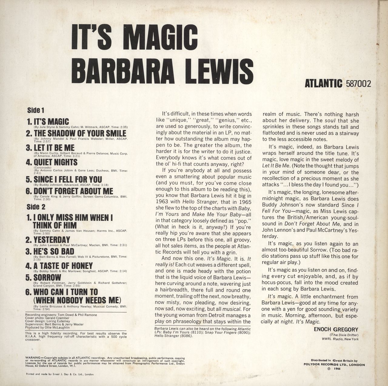 Barbara Lewis It's Magic UK vinyl LP album (LP record)
