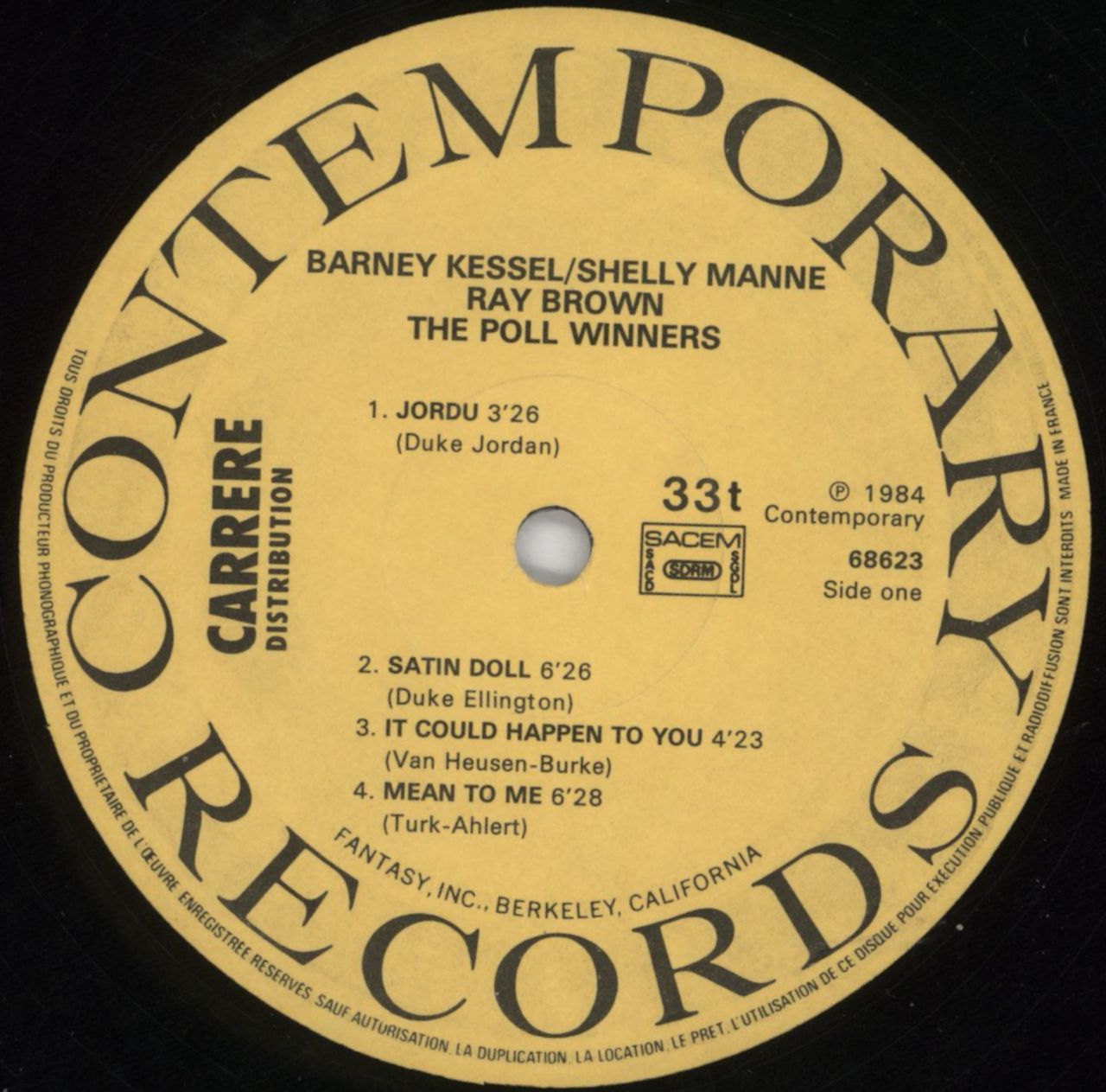 Barney Kessel The Poll Winners French Vinyl LP — RareVinyl.com