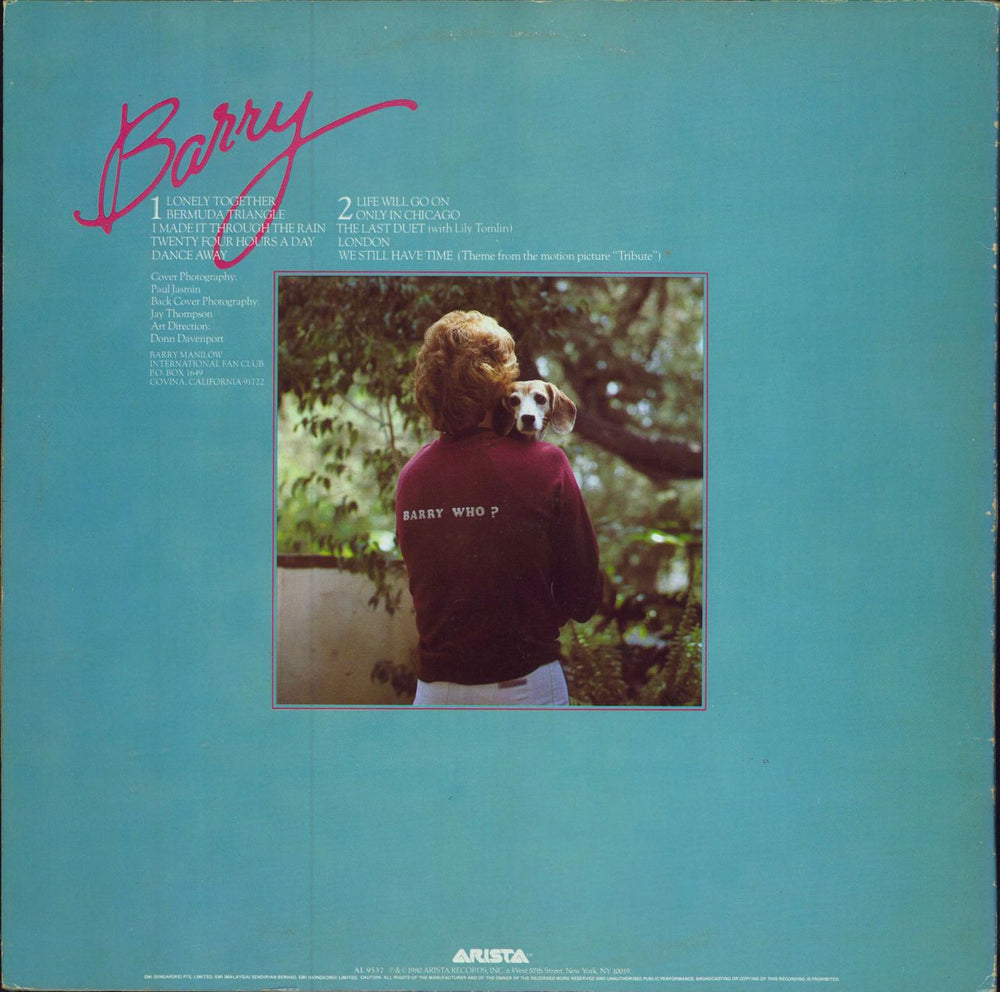 Barry Manilow Barry Hong Kong vinyl LP album (LP record)