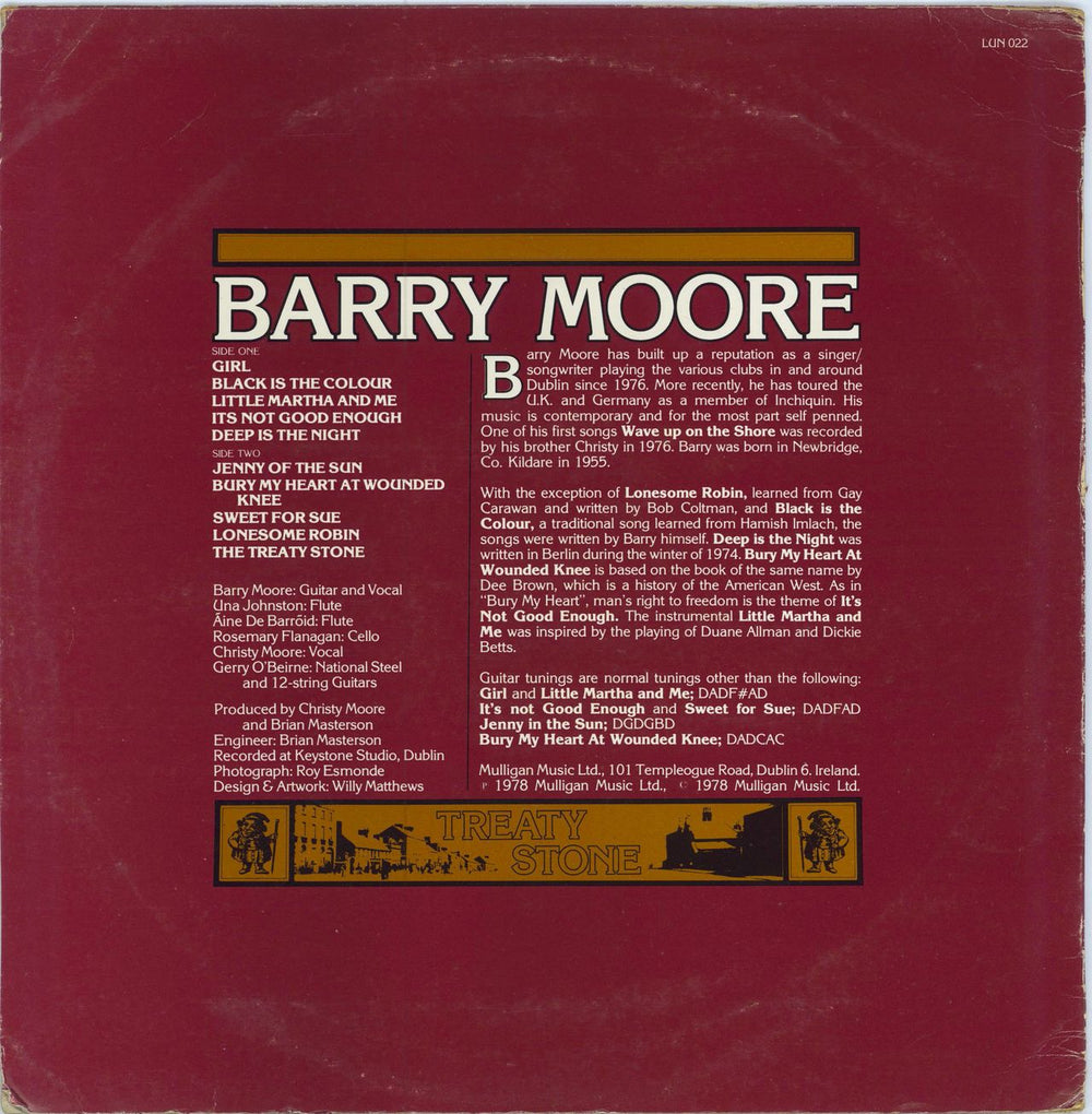 Barry Moore Treaty Stone Irish vinyl LP album (LP record)