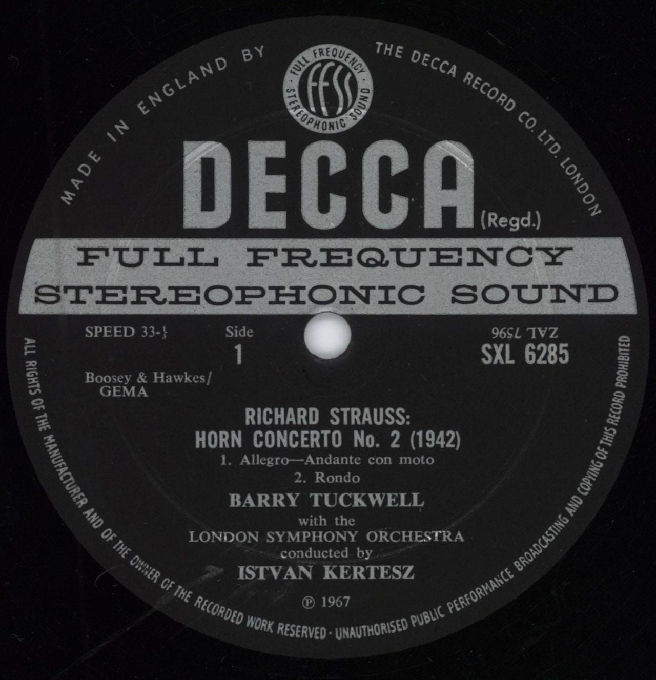 Barry Tuckwell Strauss Horn Concertos UK vinyl LP album (LP record) II9LPST785937