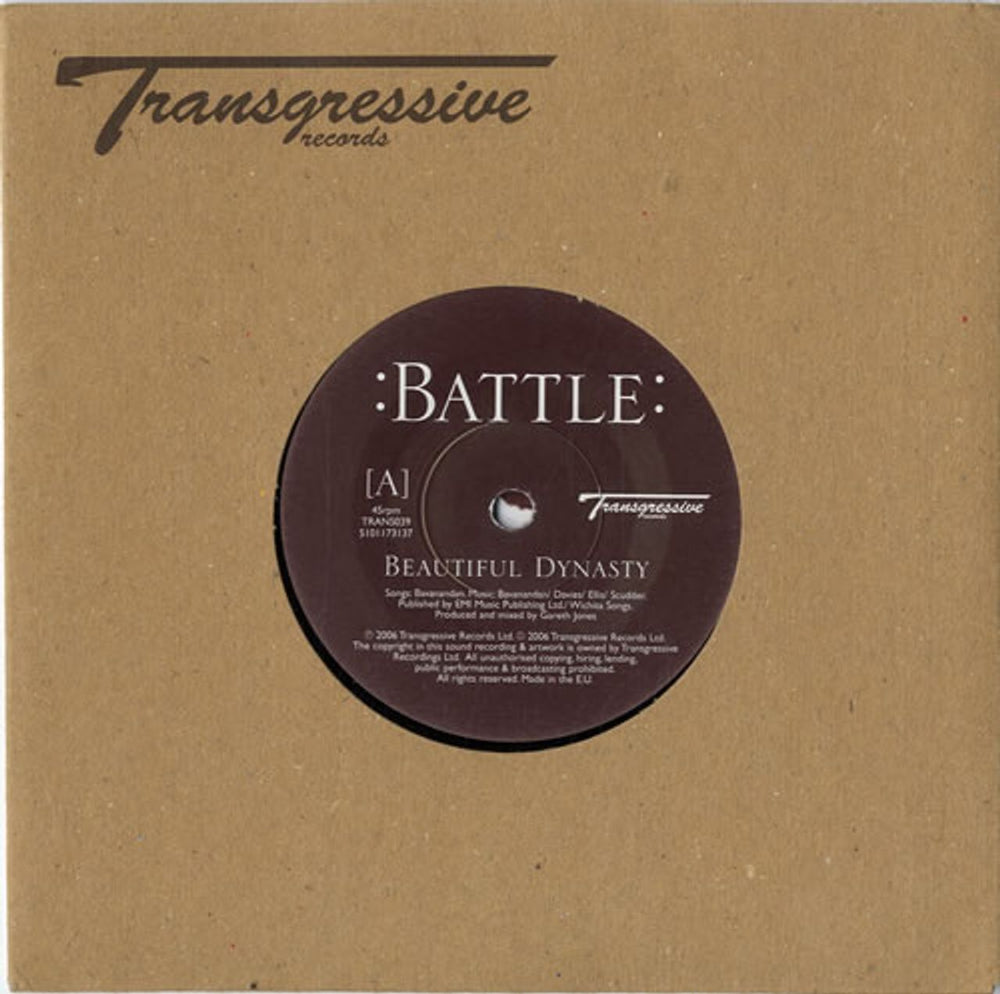 Battle Beautiful Dynasty + Stickers UK 7" vinyl single (7 inch record / 45) TRANS039