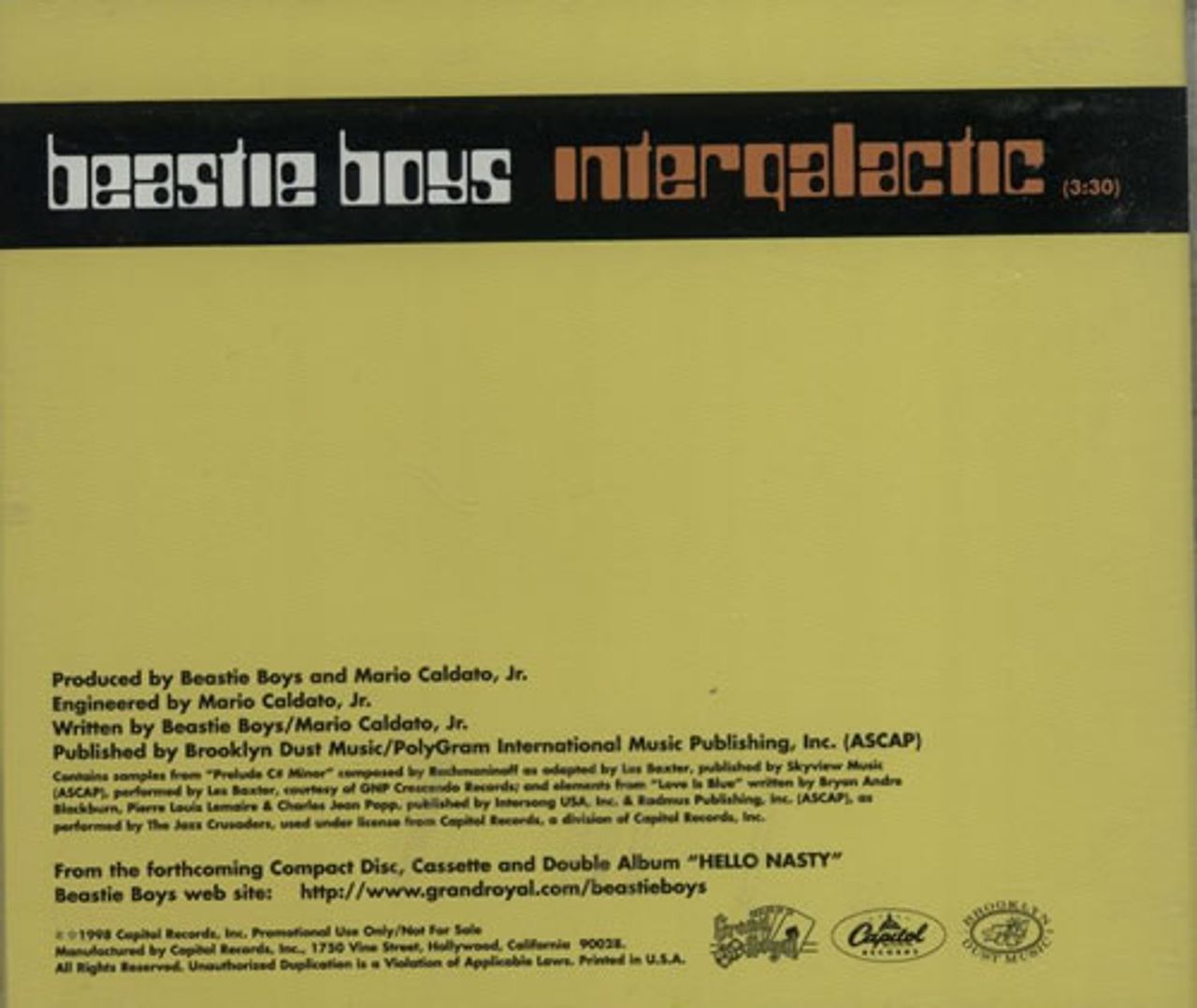 Beastie Boys Intergalactic US Promo CD single