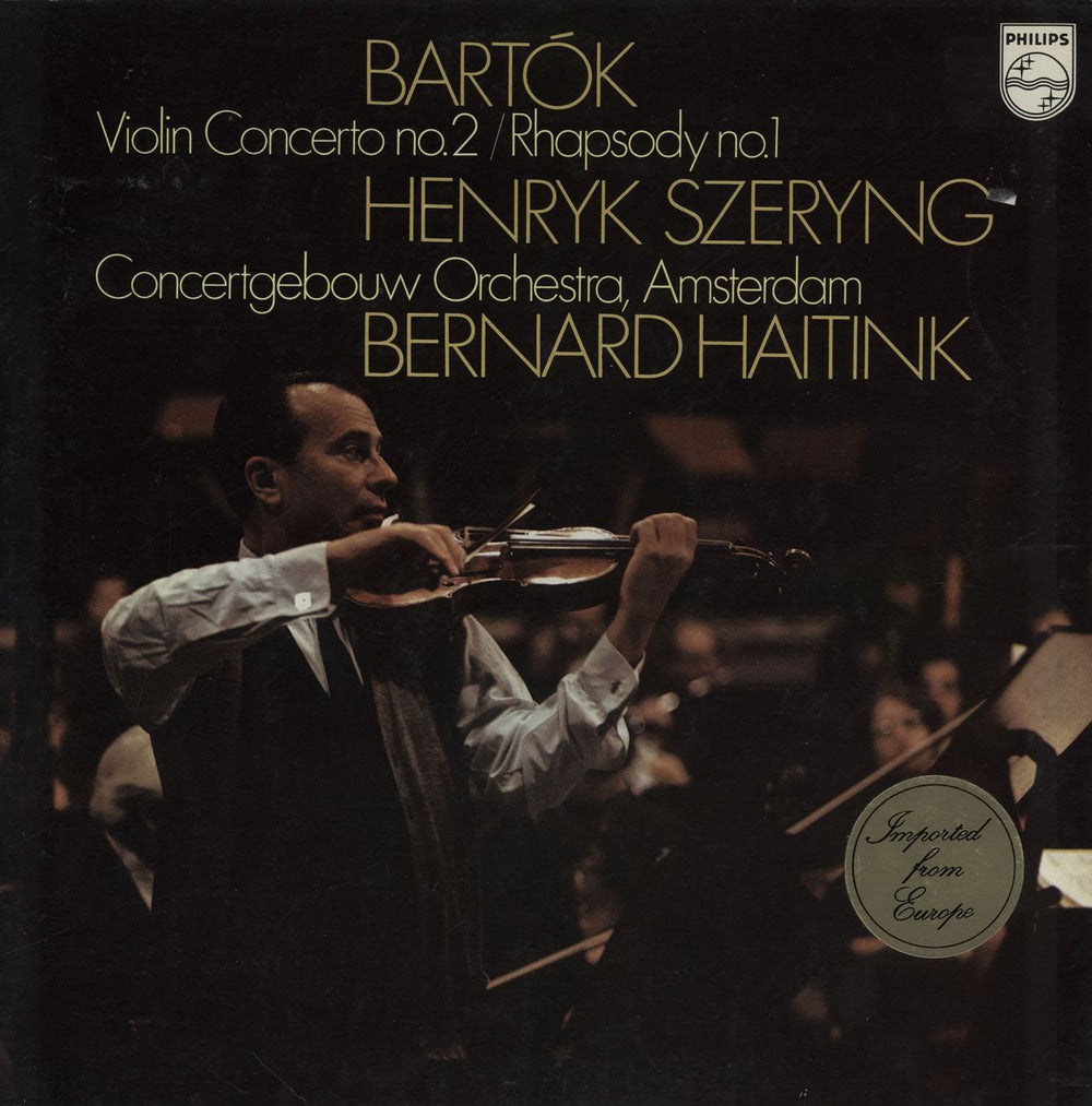 Béla Bartók Violin Concerto no. 2 & Rhapsody no. 1 Dutch vinyl LP album (LP record) 6500021