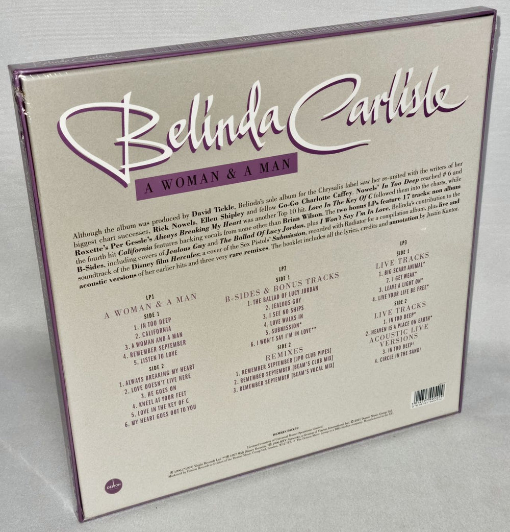 Belinda Carlisle A Woman & A Man - 25th Anniversary - 180gm Purple vinyl UK 3-LP vinyl record set (Triple LP Album) CAR3LAW775802