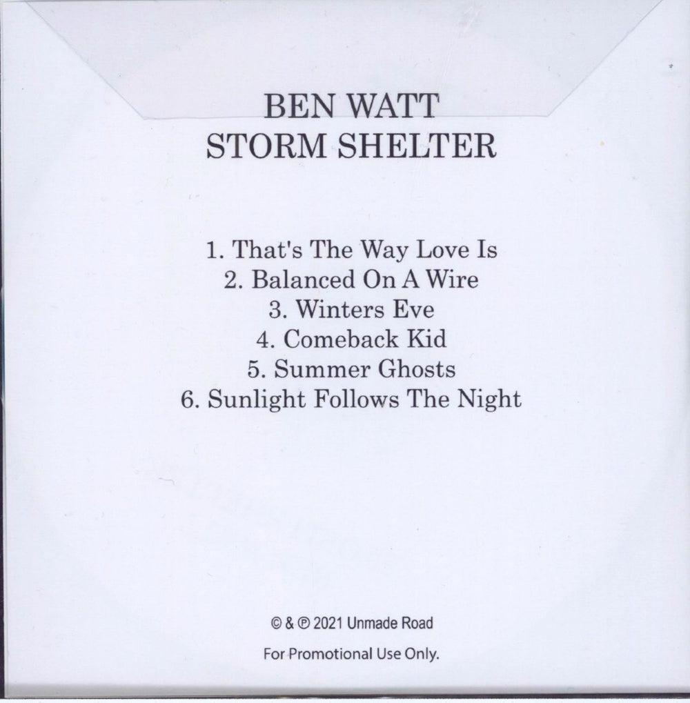 Ben Watt Storm Shelter UK Promo CD-R acetate