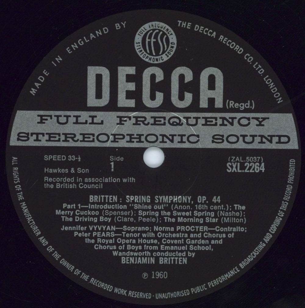 Benjamin Britten Spring Symphony - 2nd UK vinyl LP album (LP record) B1-LPSP770777