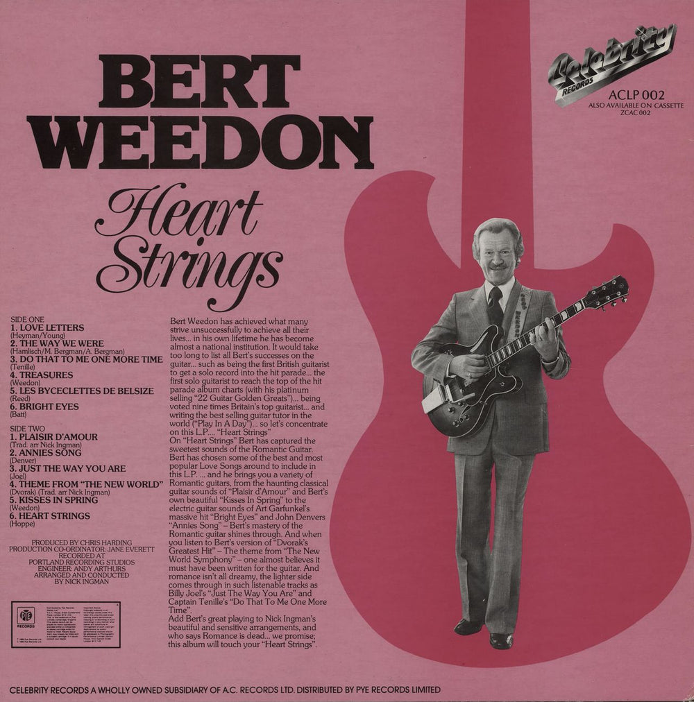 Bert Weedon Heart Strings UK vinyl LP album (LP record)