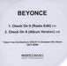 Beyoncé Check On It UK Promo CD-R acetate CD-R ACETATE