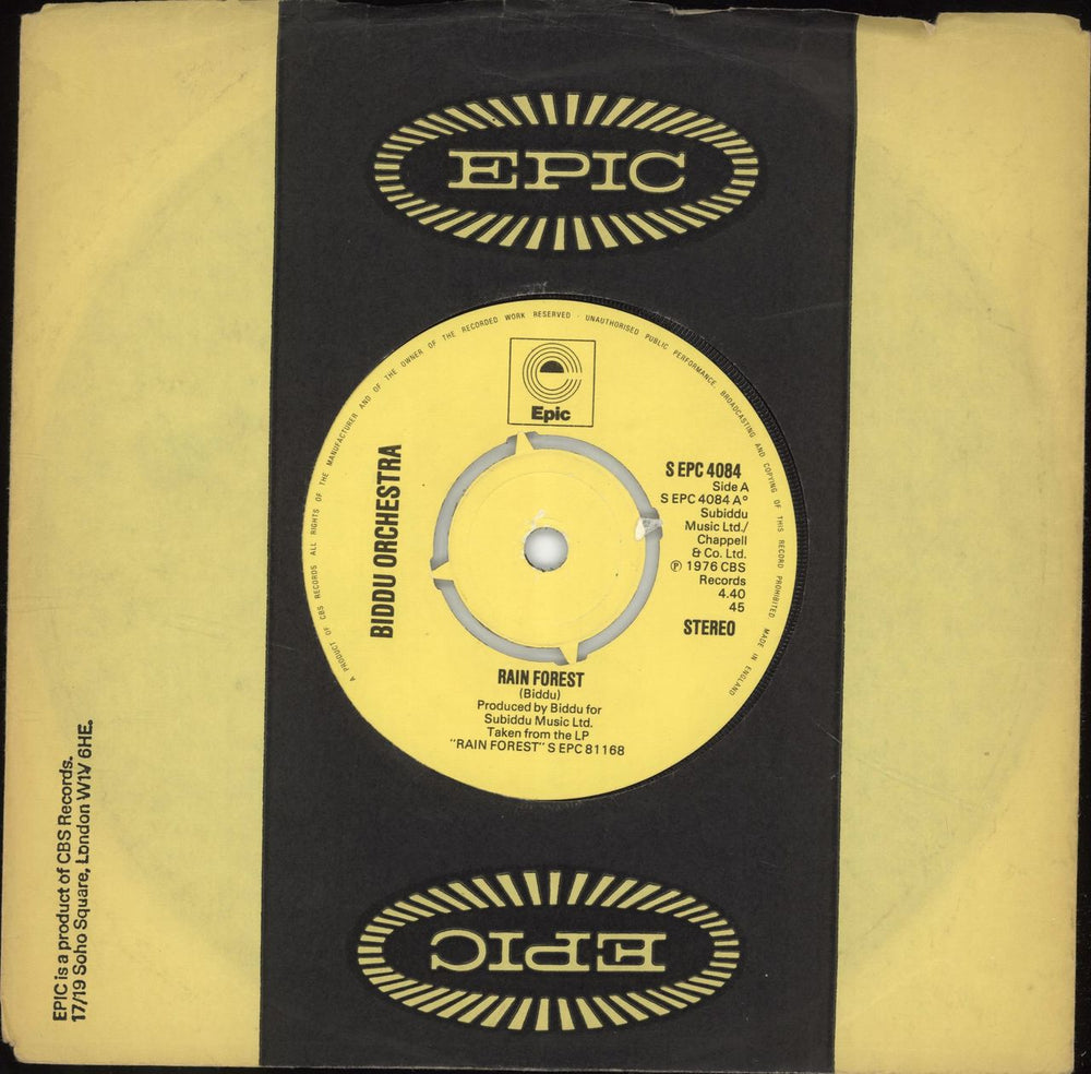 Biddu Rain Forest UK 7" vinyl single (7 inch record / 45) SEPC4084