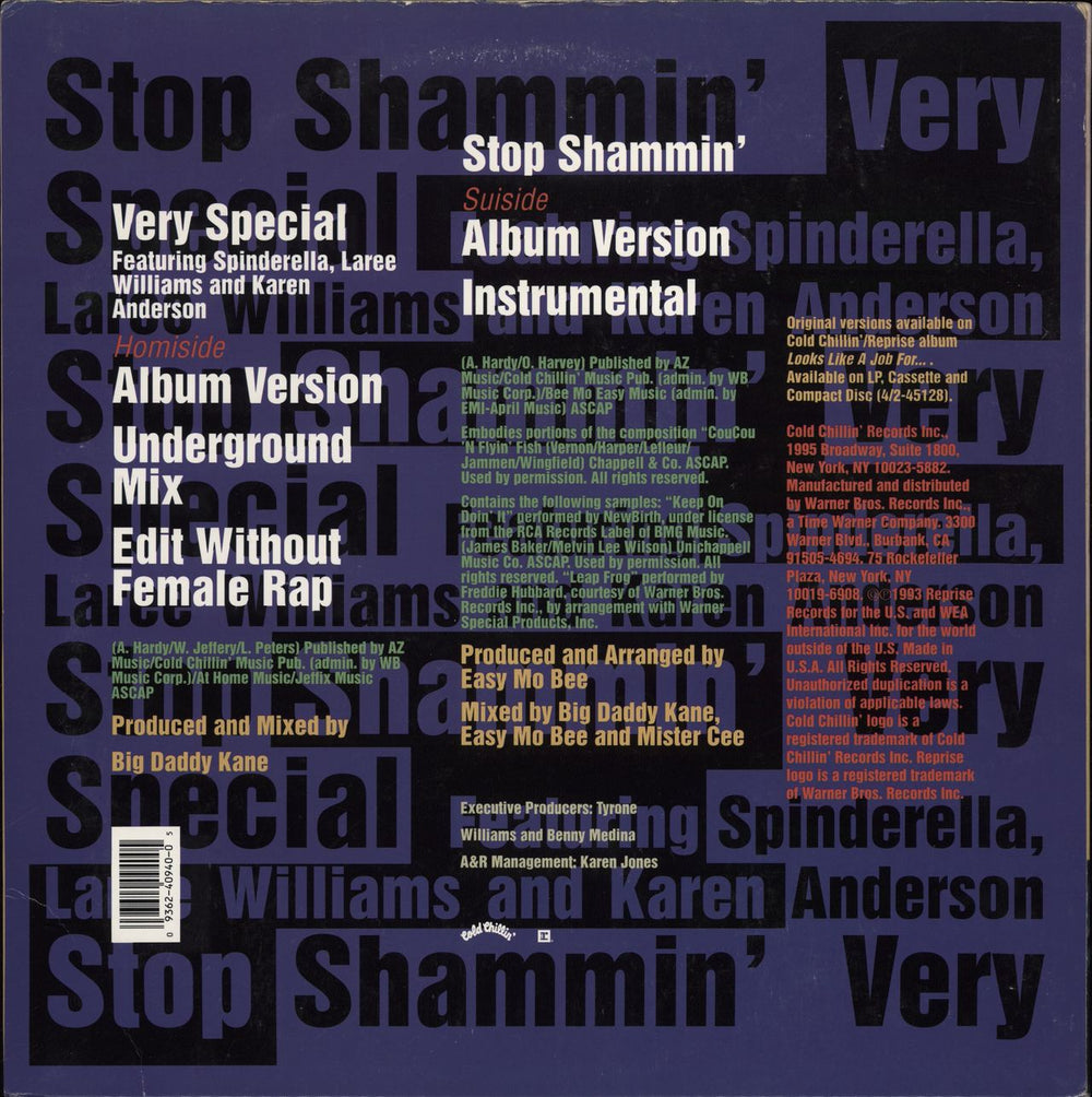 Big Daddy Kane Very Special / Stop Shammin' US 12" vinyl single (12 inch record / Maxi-single)