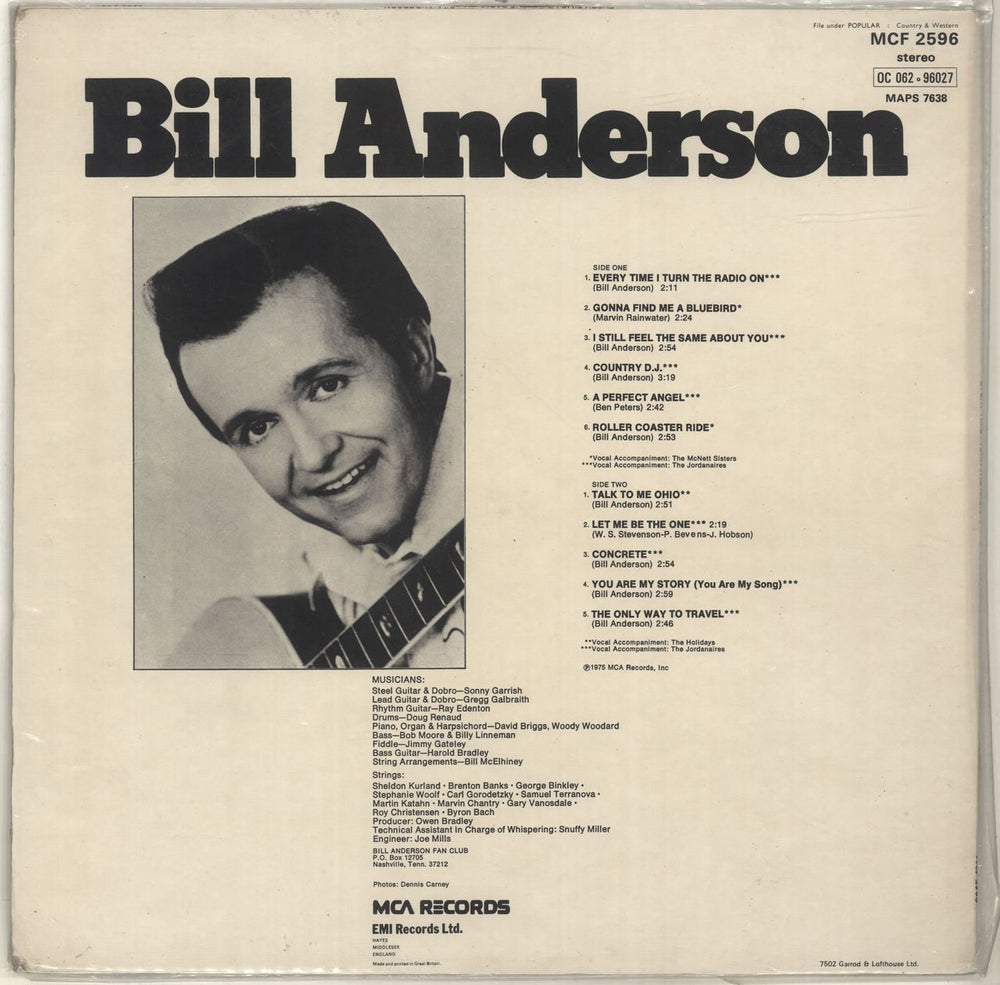 Bill Anderson Every Time I Turn The Radio On UK vinyl LP album (LP record)