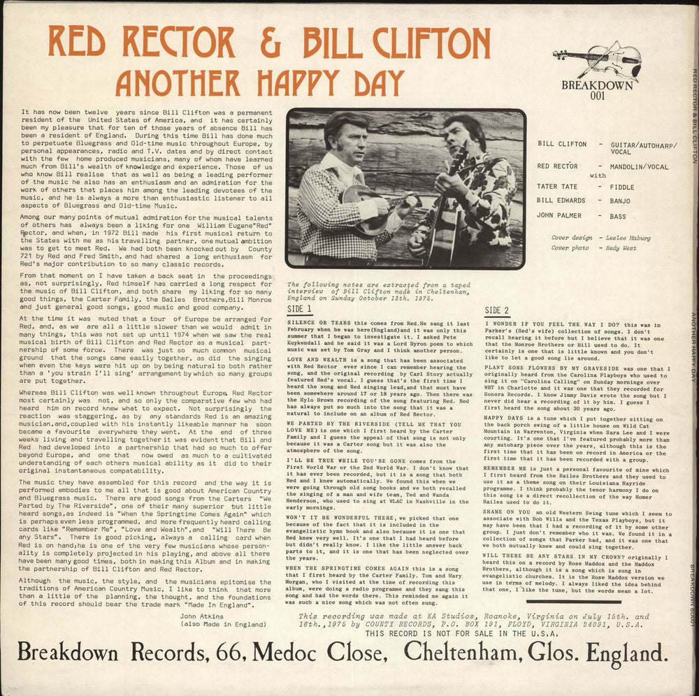Bill Clifton Another Happy Day UK vinyl LP album (LP record)