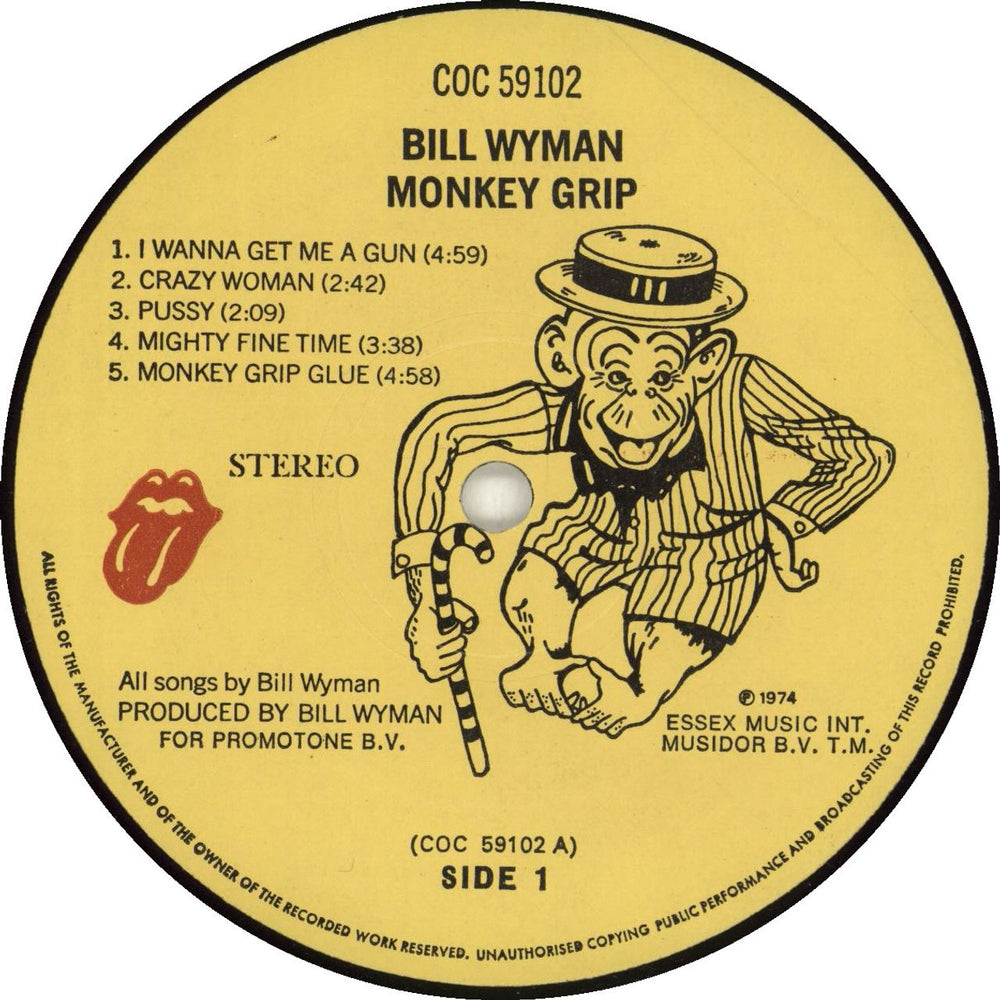 Bill Wyman Monkey Grip + Inner UK vinyl LP album (LP record) WYMLPMO692326