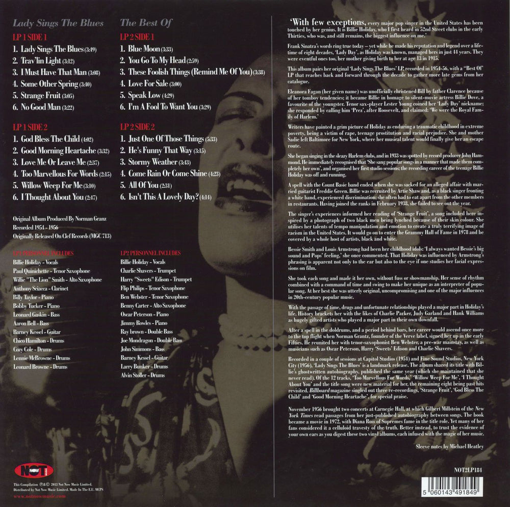 Billie Holiday Lady Sings The Blues - 180gm - 2LP UK 2-LP vinyl record set (Double LP Album) 5060143491849