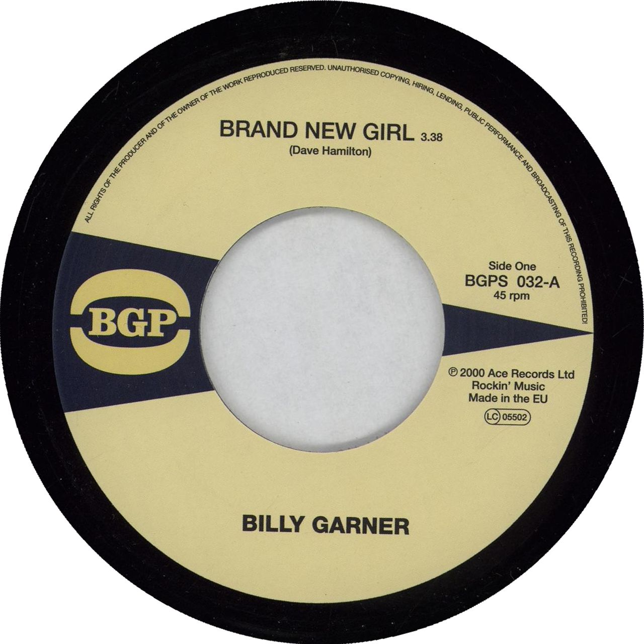 Billy Garner Brand New Girl UK 7" vinyl single (7 inch record / 45) BGPS032