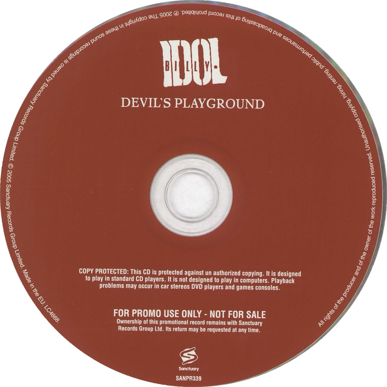 Billy Idol Devil's Playground UK Promo CD album (CDLP) IDOCDDE321644