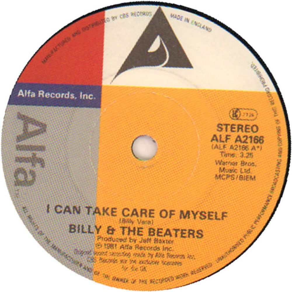 Billy Vera I Can Take Care Of Myself UK Promo 7" vinyl single (7 inch record / 45) ALFA2166