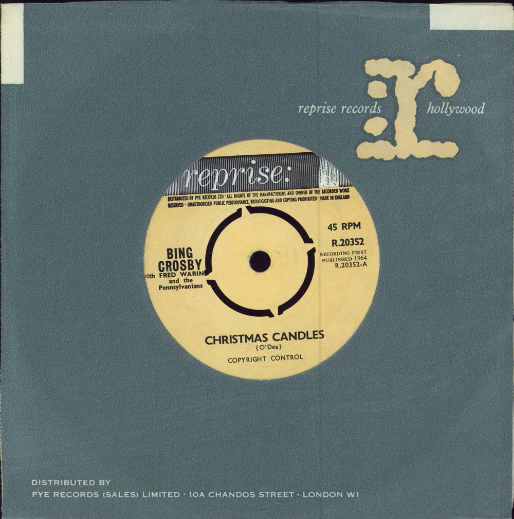 Bing Crosby Christmas Candles UK 7" vinyl single (7 inch record / 45) R.20352