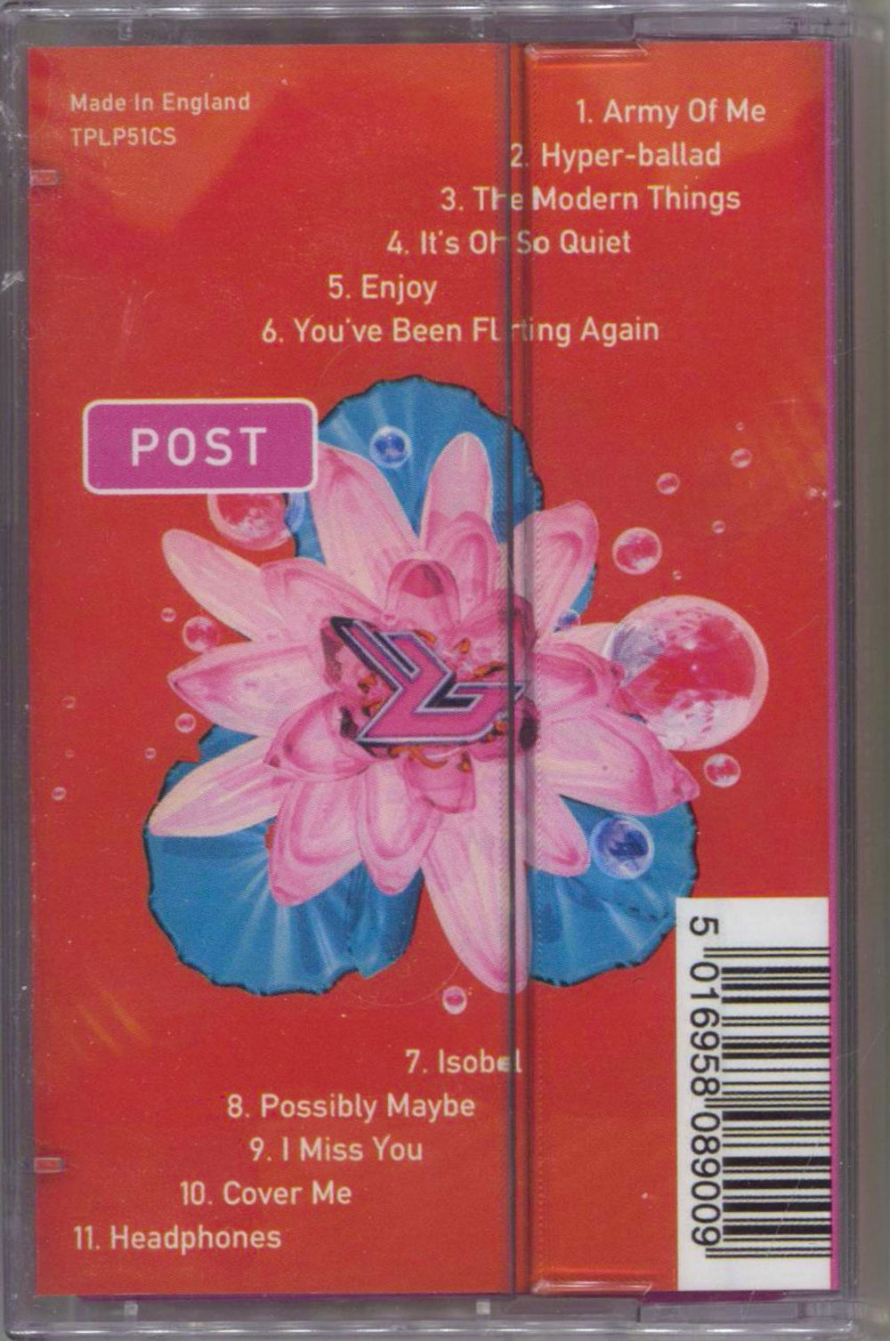 Björk Post - Pink - Sealed UK cassette album BJKCLPO784036