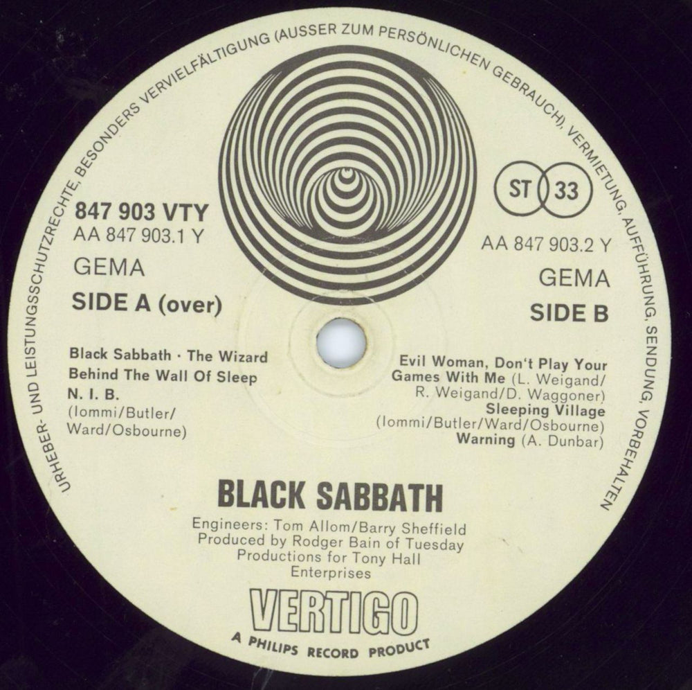 Black Sabbath Black Sabbath - 1st - VG German vinyl LP album (LP record) BLKLPBL799055