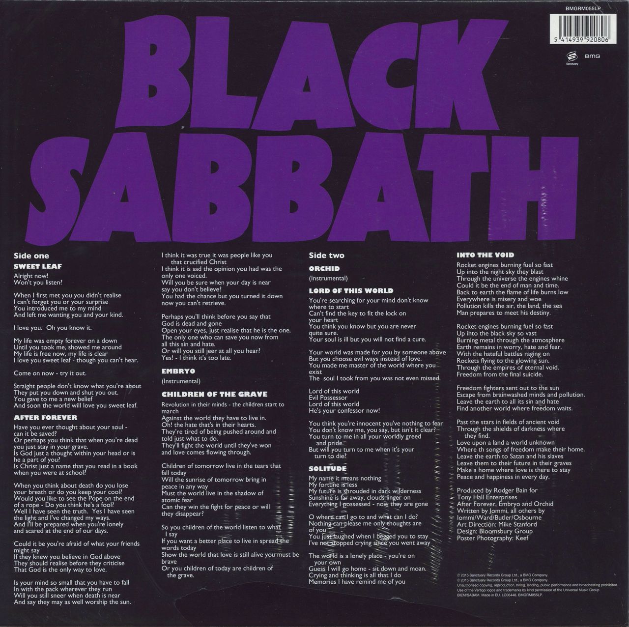 Black Sabbath - Vinilo Master Of Reality