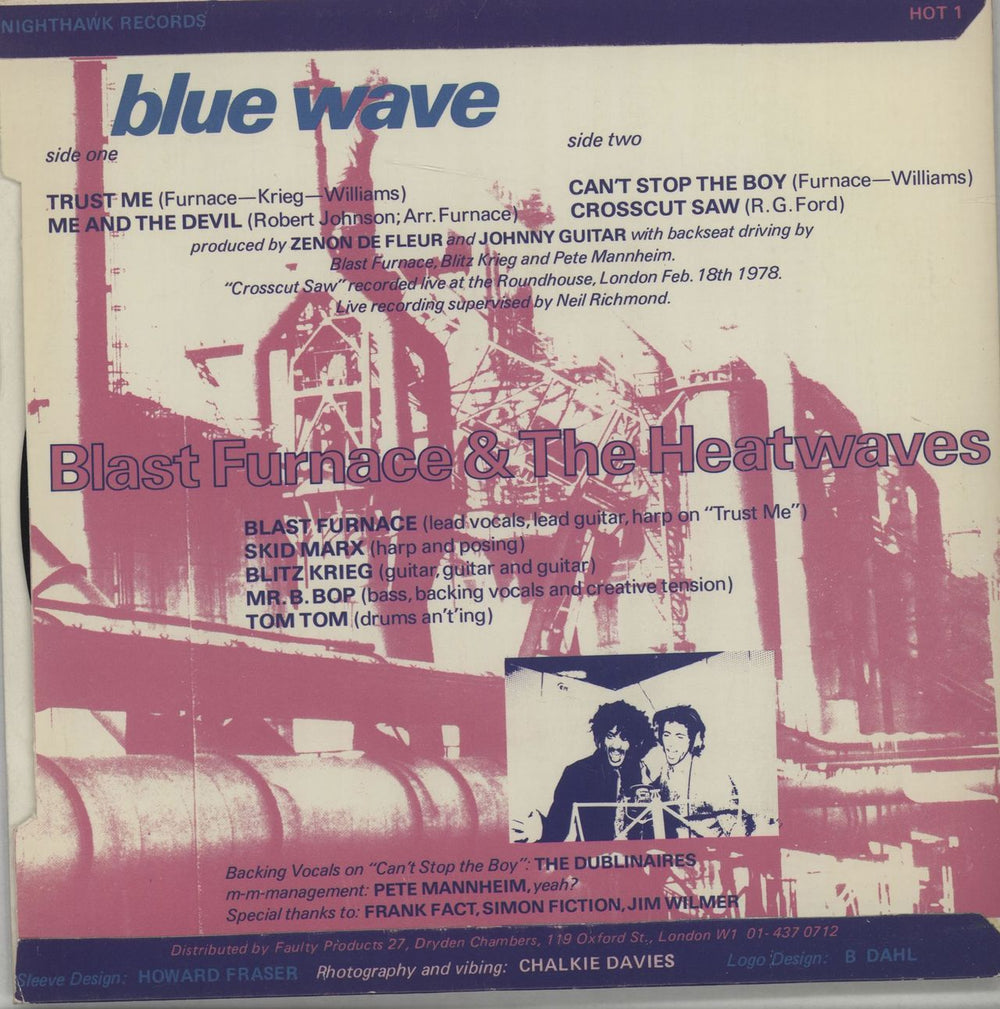 Blast Furnace & The Heatwaves Blue Wave UK 7" vinyl single (7 inch record / 45) F8O07BL666467